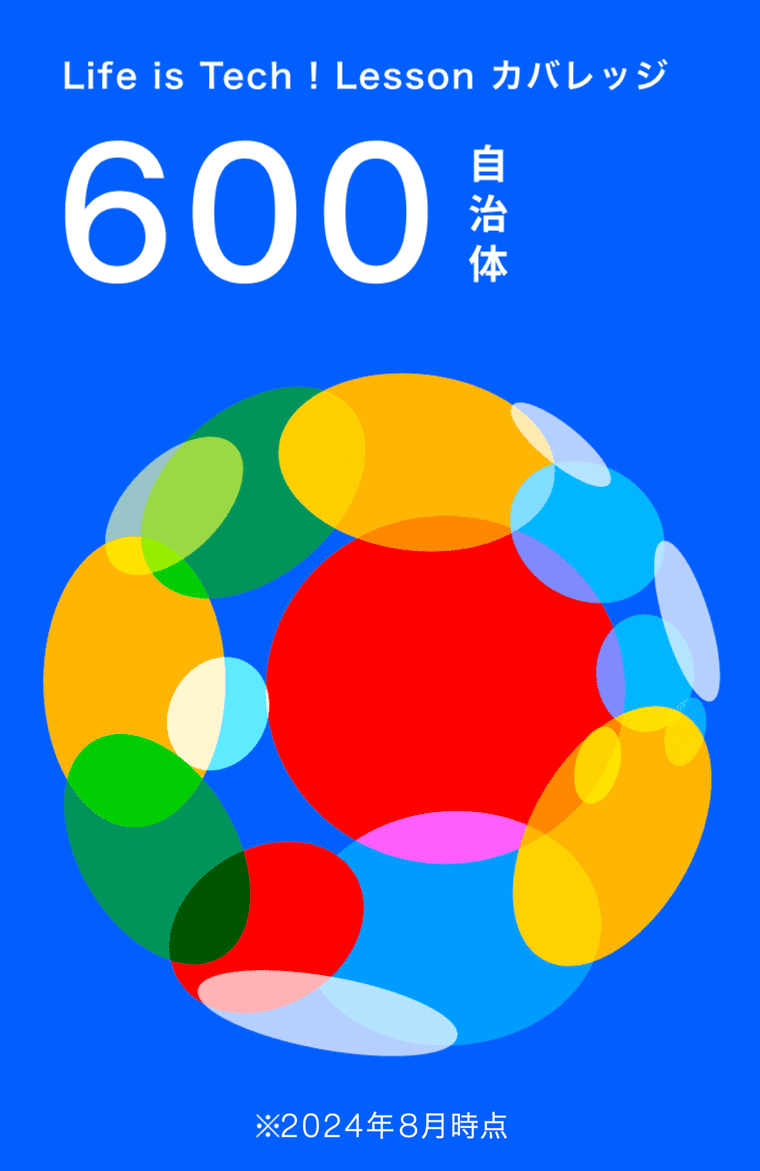Life is Tech ! Lesson カバレッジ 600 自治体 ※2023年8月時点